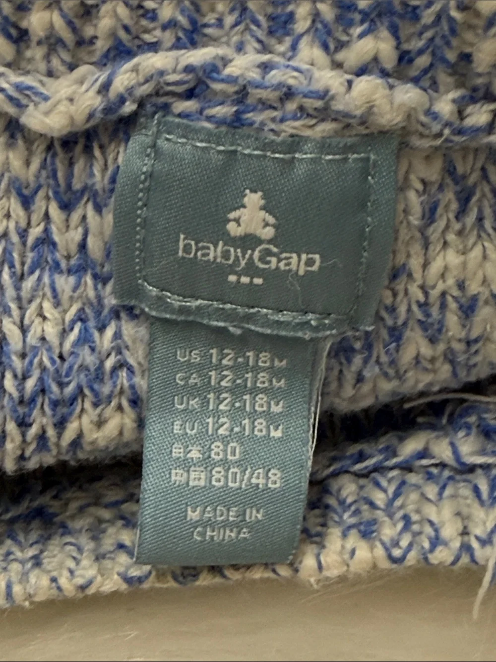Baby Gap Blue Marled Knit Sweater with Owl Motif